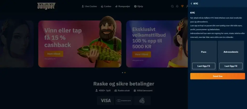 Uttaksprosessen hos Bollybet