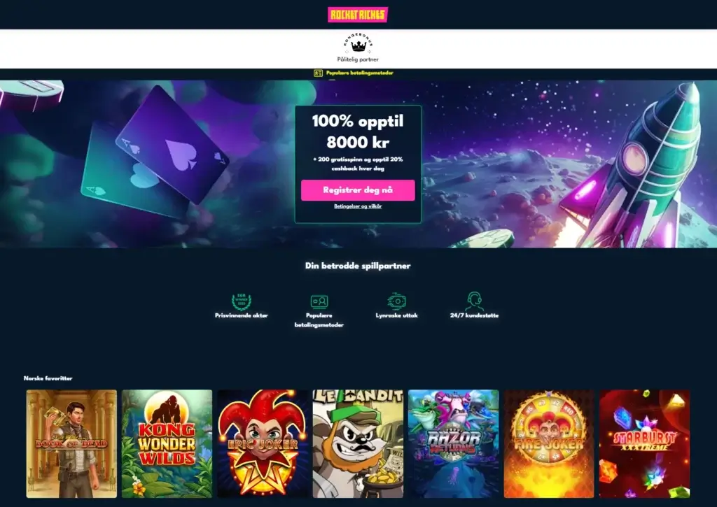 Rocket Riches | Visa casino med 20% cashback hver dag