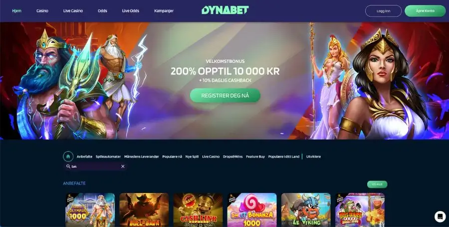 Dynabet sin norske startside